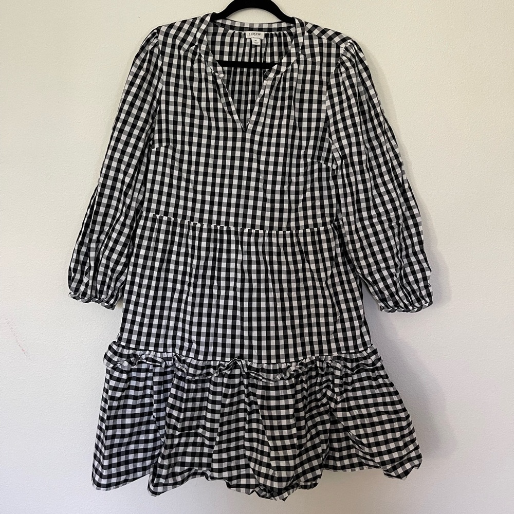 J. Crew Black and White Gingham Dress